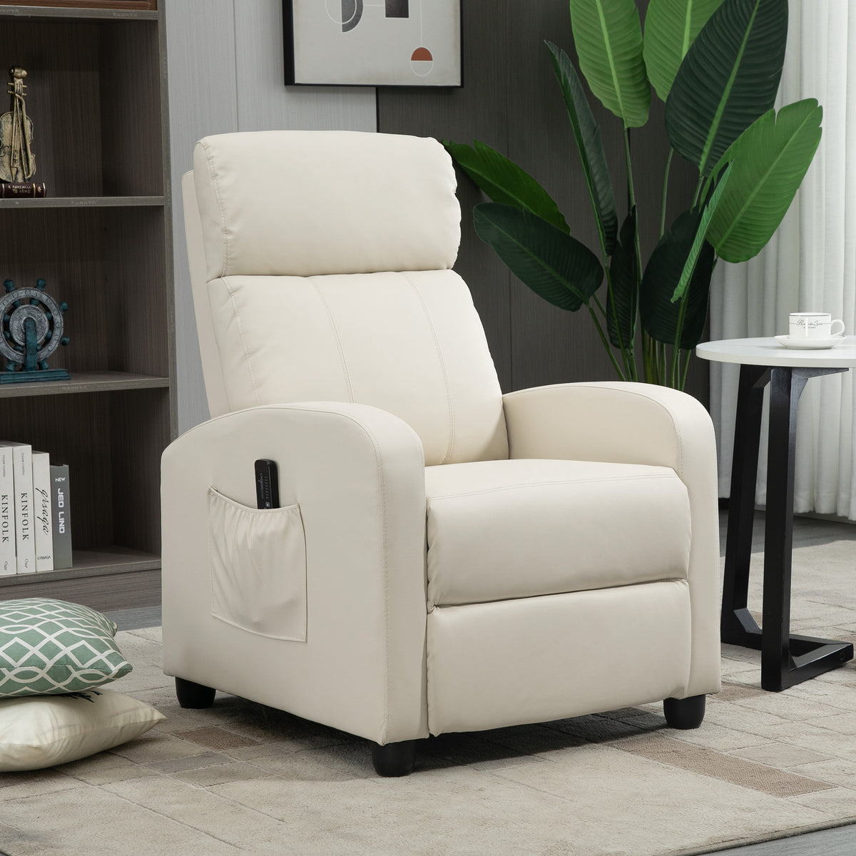 Relaxfauteuil televisiefauteuil met vibratiemassage, ligfunctie, 2 massagepunten, afstandsbediening, 68 x 88 x (2)
