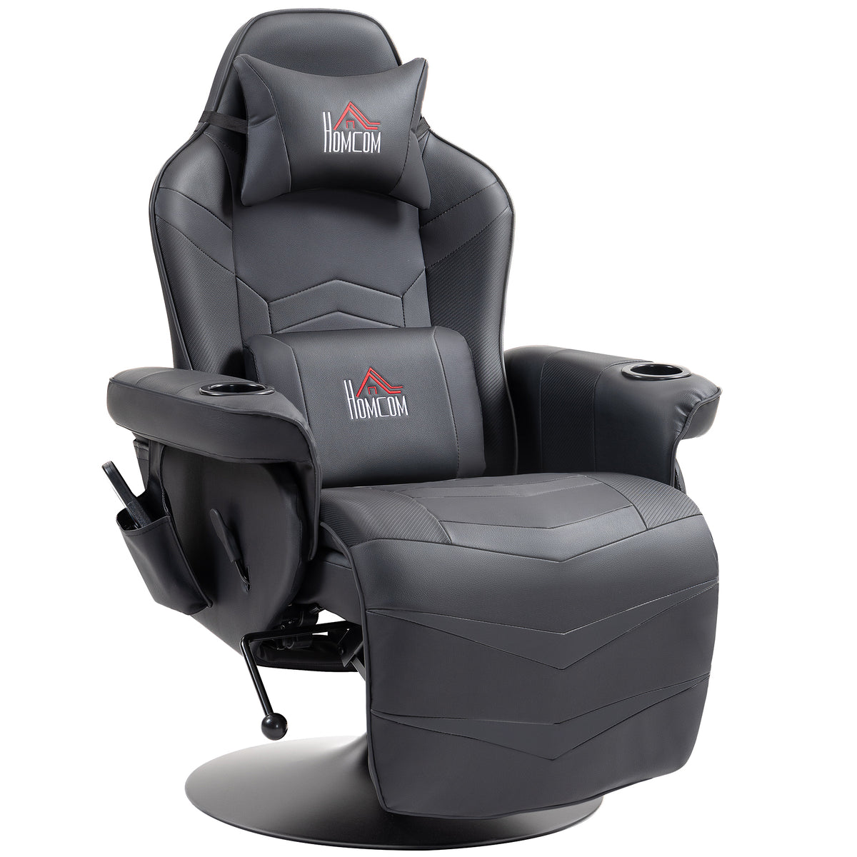 Gamingstoel, massagefunctie, kantelbare rugleuning, voetensteun, tot 120 kg, stalen frame, kunstleer, zwart
