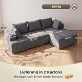 3-zits hoekbank in L-vorm met ottomane, converteerbare chenille-cloud-slaapbank met binnenveringbekleding, grijs (3)