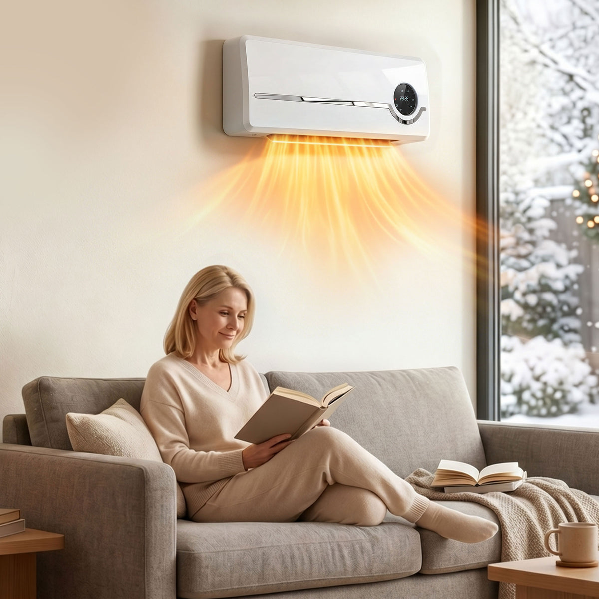 Wandverwarming met ventilator 2000W keramische wandkachel, afstandsbediening, 2 verwarmingsstanden, LED-display (2)