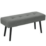 Gestoffeerde bank met corduroy bekleding, slaapbank met metalen poten, schoenenbank 100 x 36 x 45 cm grijs