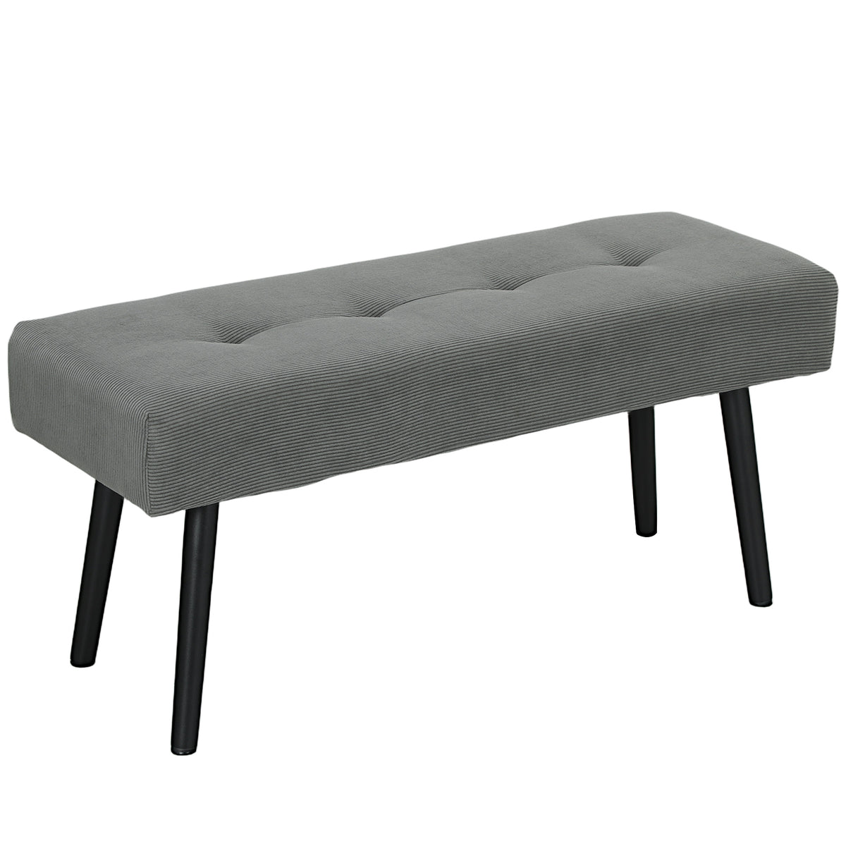 Gestoffeerde bank met corduroy bekleding, slaapbank met metalen poten, schoenenbank 100 x 36 x 45 cm grijs