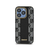 DKNY lederen hoesje met geruit monopatroon en MagSafe - iPhone 15 Pro (Zwart) (3)