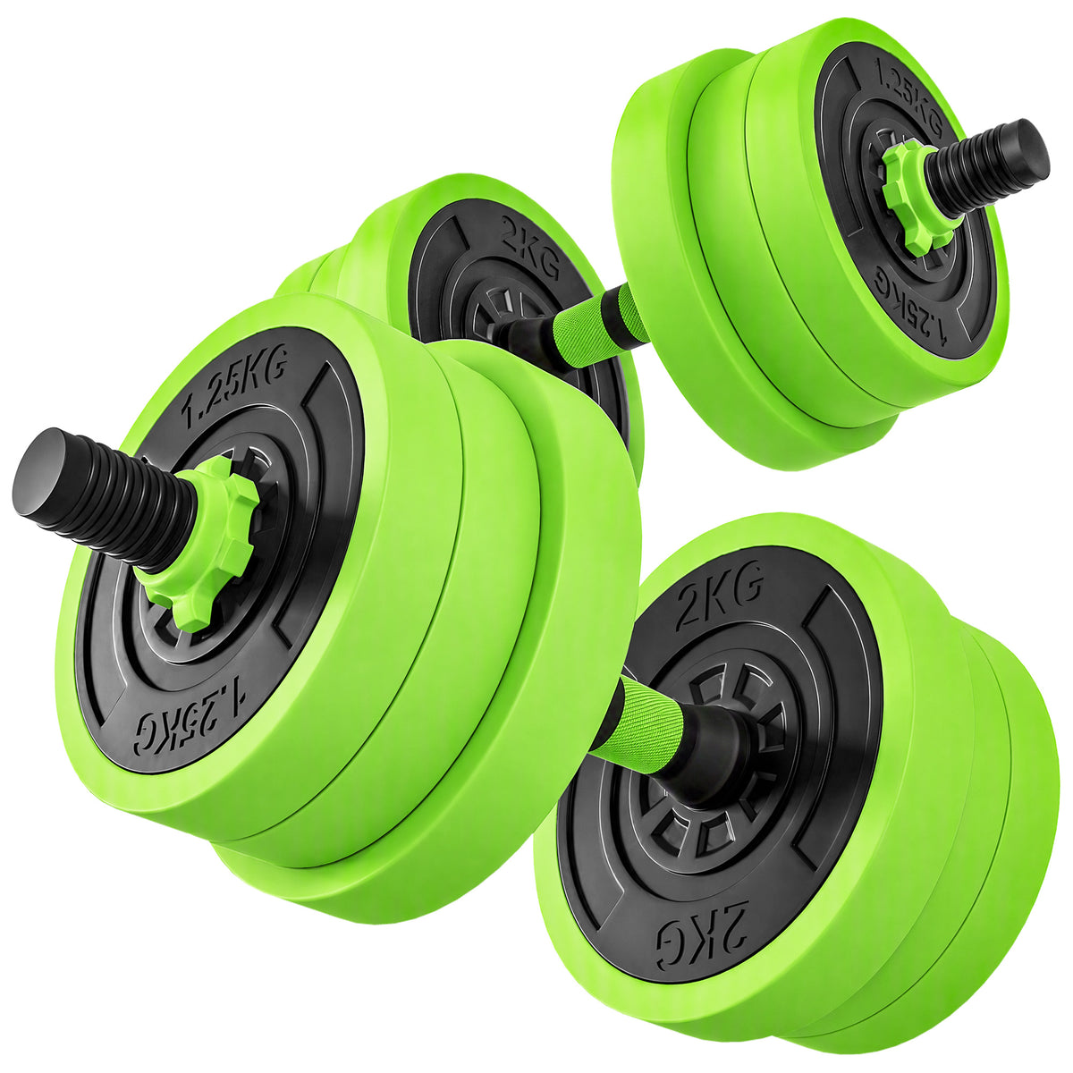 4-in-1 halterset 20 kg verstelbare halter & barbell kettlebell opdruksteunen groen