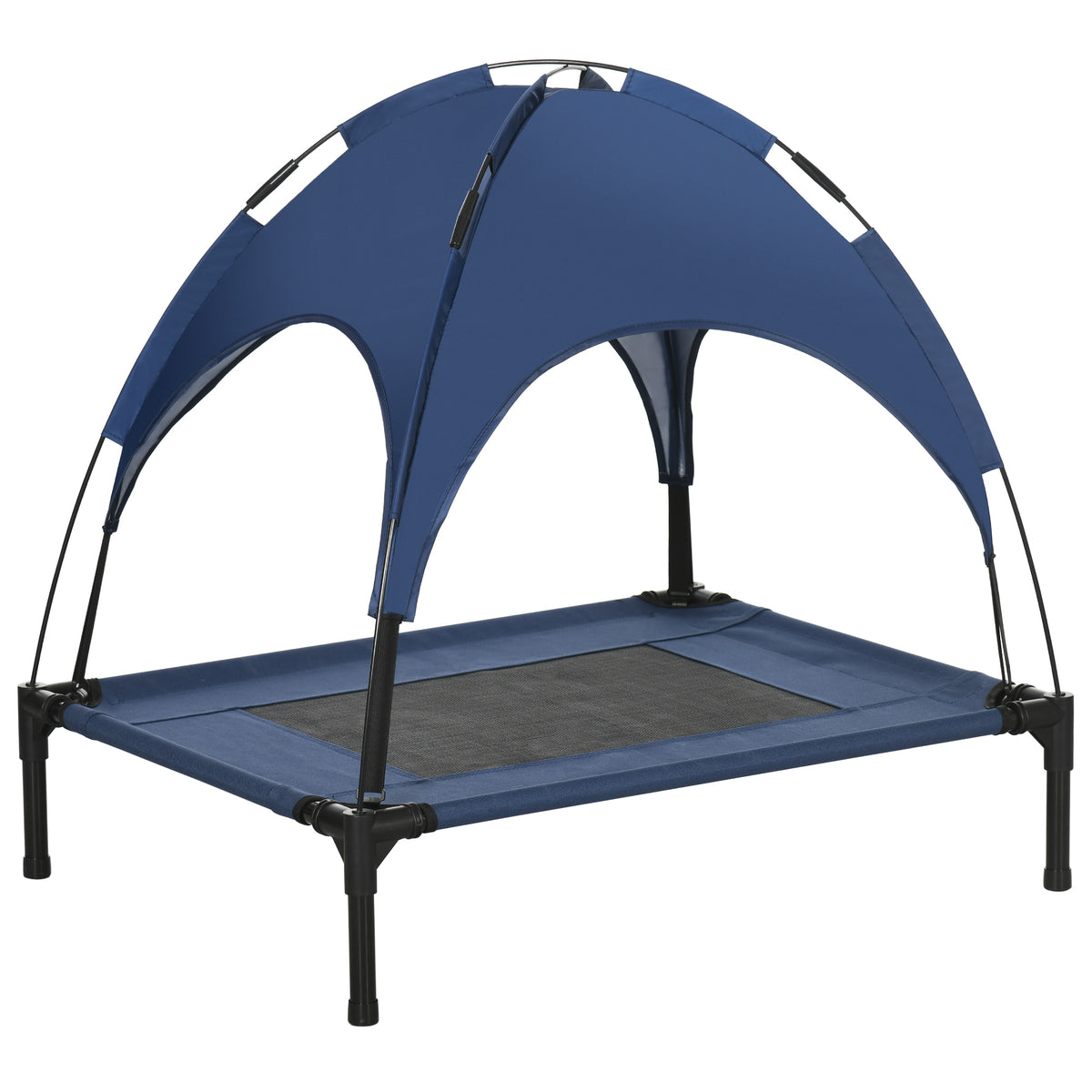 Huisdierenbed met baldakijn, hondenbed, opvouwbaar, weerbestendig, blauw