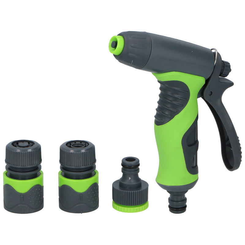 Kinzo - Besproeiingsset voor de tuin, spuitpistool met debietregeling plus 1/2" koppelingen (4 stuks) (2)