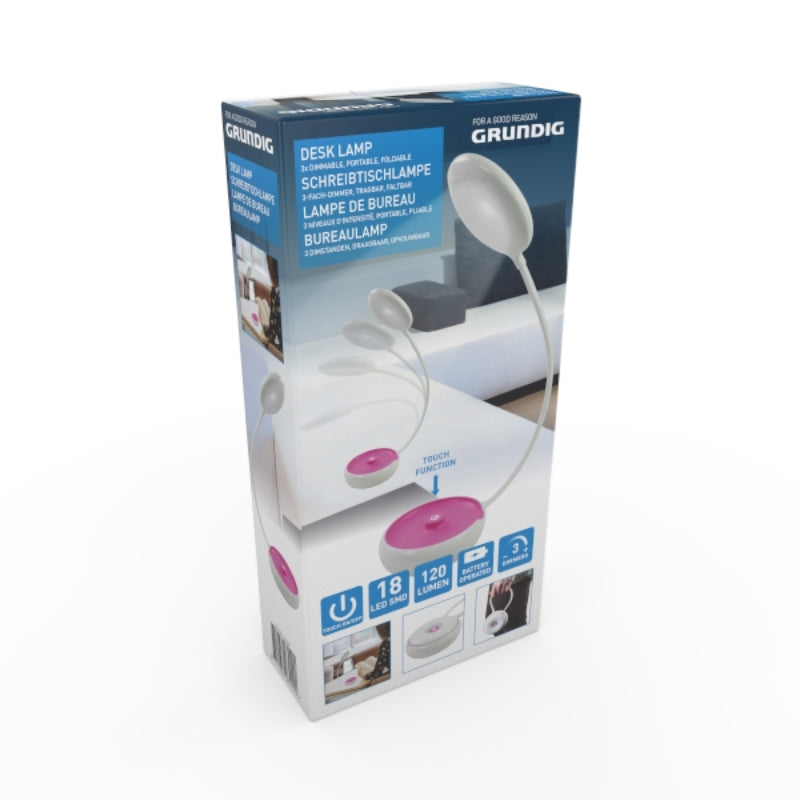 Grundig - LED opvouwbare bureaulamp 15 cm (roze)