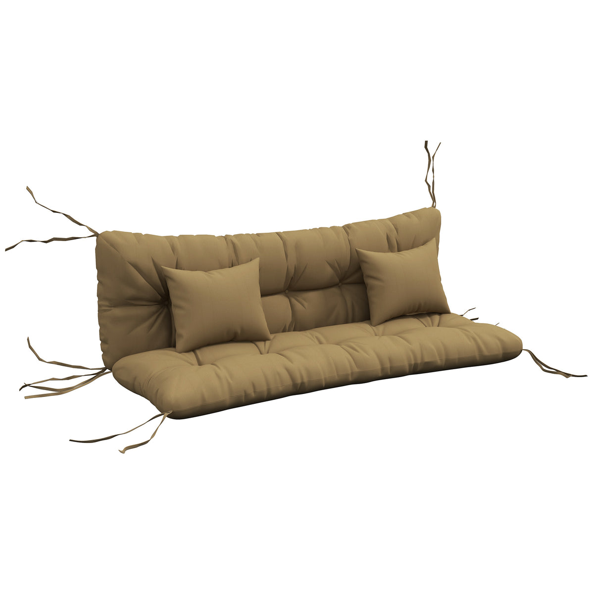 4-delige set zitkussens, 150x50 cm waterafstotende stoelkussens met bevestigingslinten, 10 cm dik, bruin