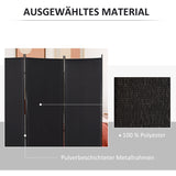 Ruimteverdeler, 3-delig privacyscherm, scheidingswand met metalen frame, zwart (5)