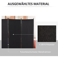 Ruimteverdeler, 3-delig privacyscherm, scheidingswand met metalen frame, zwart (5)
