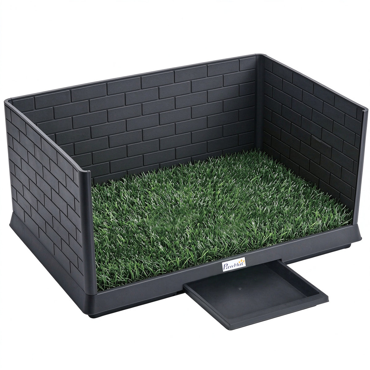 Hondentoilet 75 x 51 cm hondentoilet met kunstgras puppytoilet met hoge wanden uitschuifbare lade drainage zwart