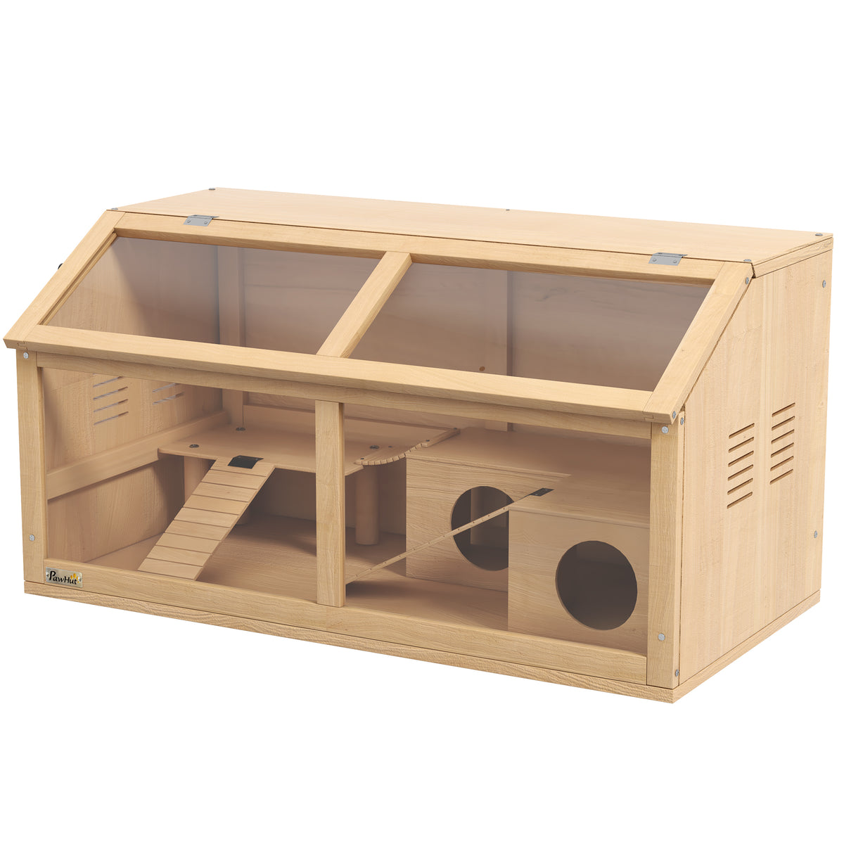 Hamsterkooi voor Syrische hamsters en dwerghamsters, met platform, hangbrug, huisje, 85x45x44 cm