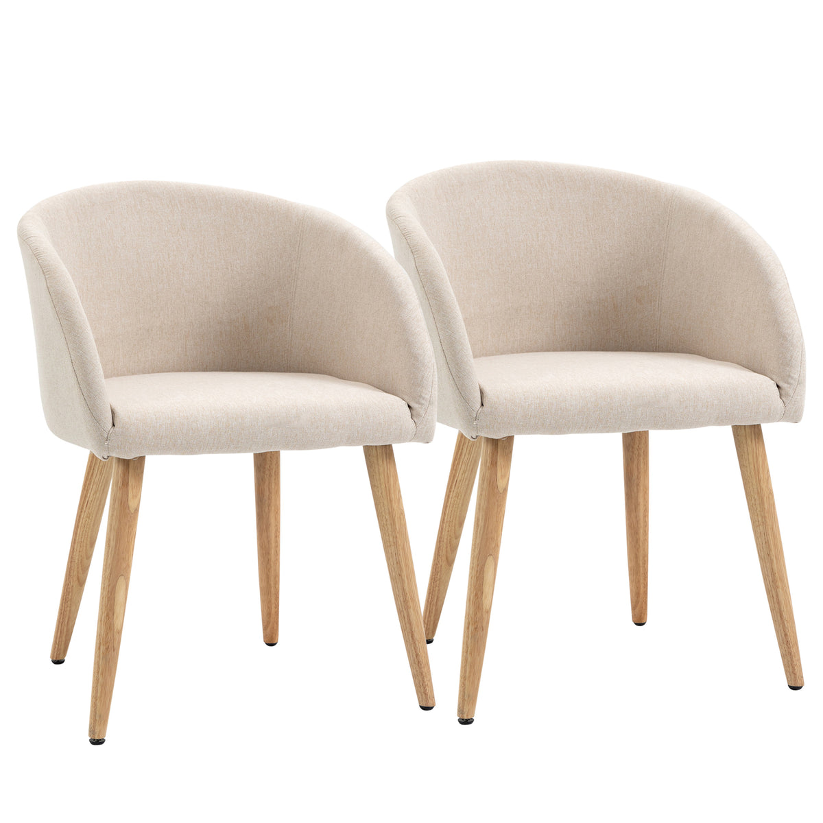 Set van 2 gestoffeerde stoelen, Scandinavisch design, gestoffeerde stoelen met houten poten, antislipdoppen, 150