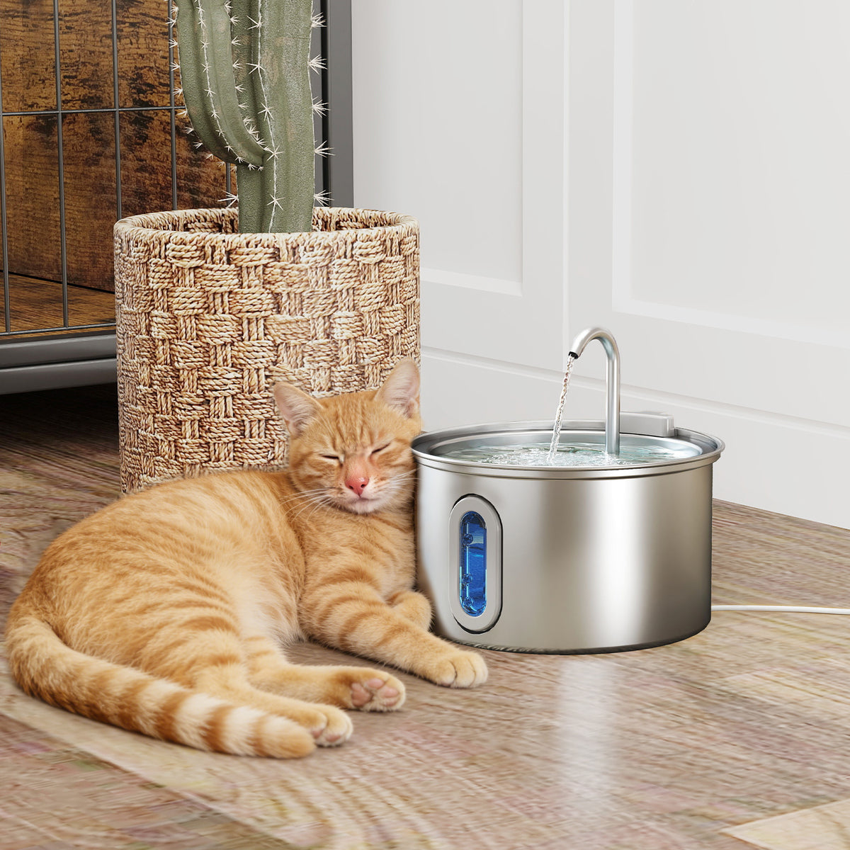 Kattenfontein 2,5L drinkfontein voor katten met stille pomp, led en actieve koolfilter 19,4 x 19,4 x 18,7 cm (2)
