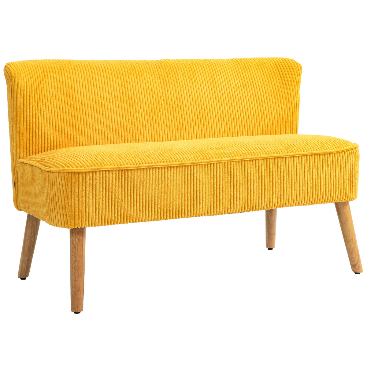 Tweezitsbank, elegant Scandinavisch design, massief houten frame, tot 150 kg, 117 x 56,5 x 77 cm, geel