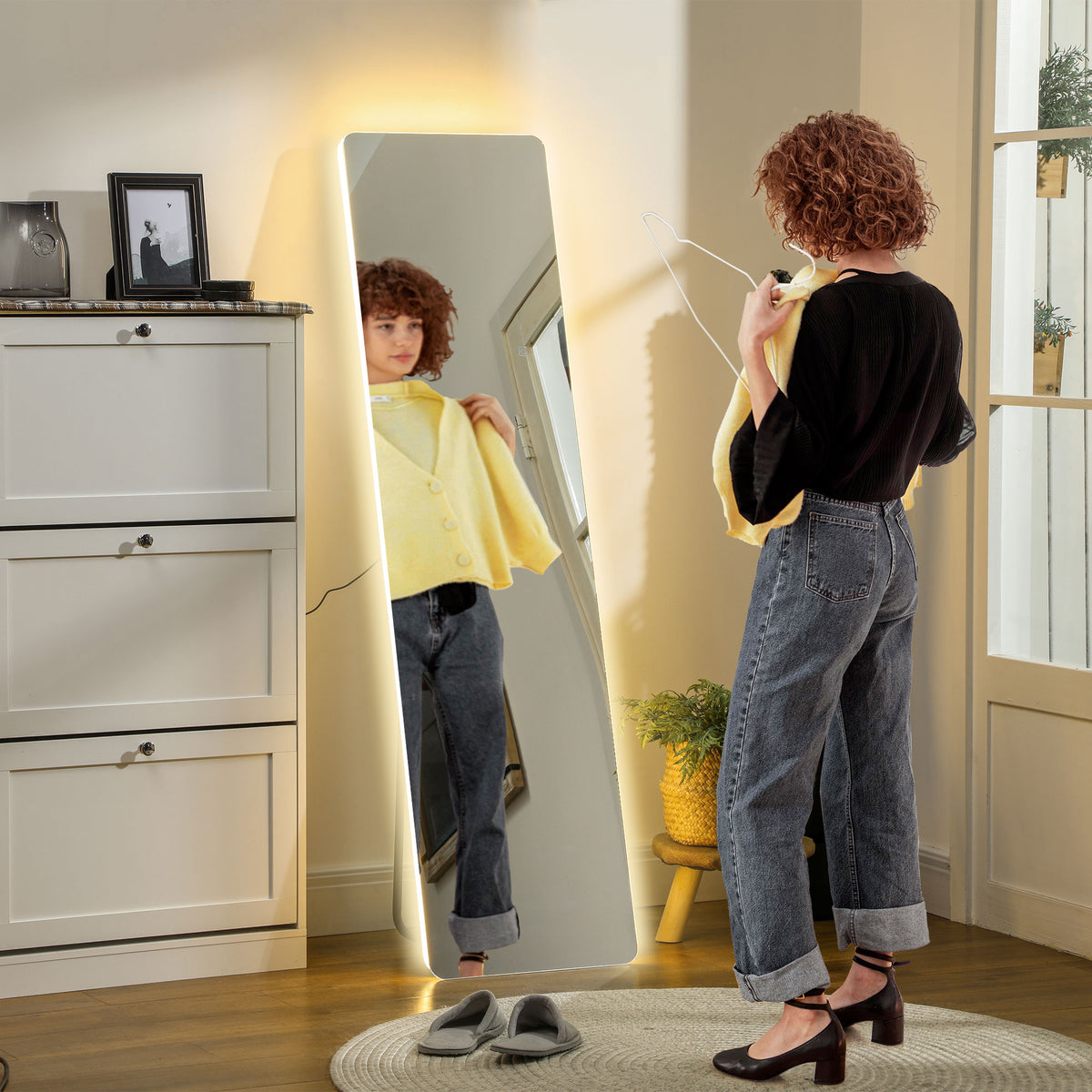 LED-passpiegel, touchbediening, dimbaar, frameloos, 40 x 150 cm (2)