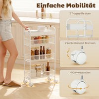Keukenwagen van metaal, 3 manden, smal design, 4 wielen, voor keuken, woonkamer, badkamer, wit (7)