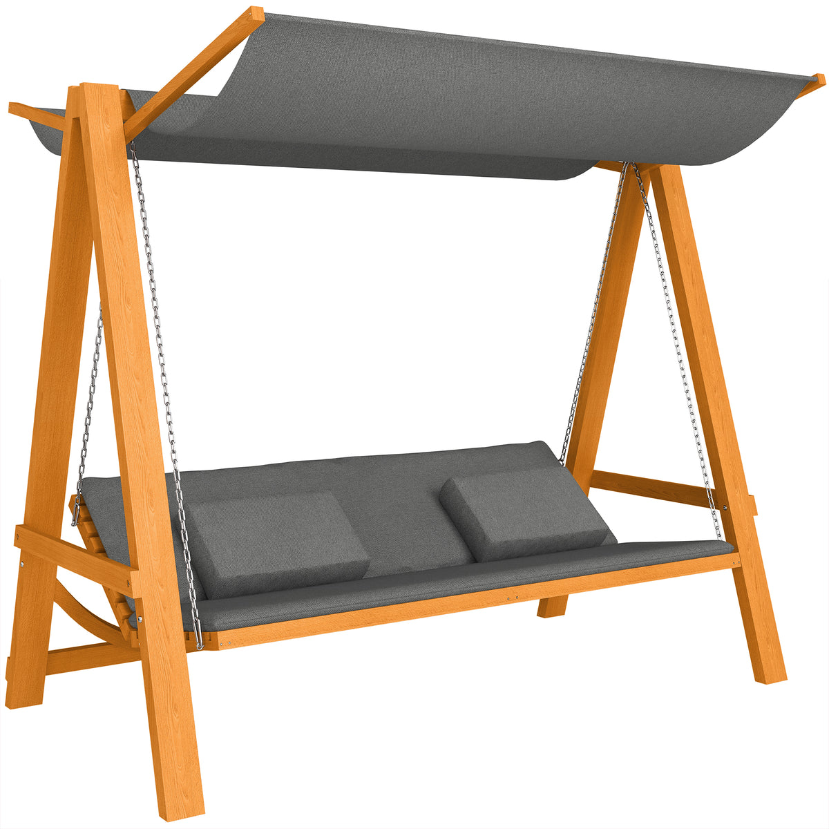Hollywoodschommel met bedfunctie 3-zits tuinschommel larikshout met verstelbaar zonnedak 225,5 x 130 x 180 cm