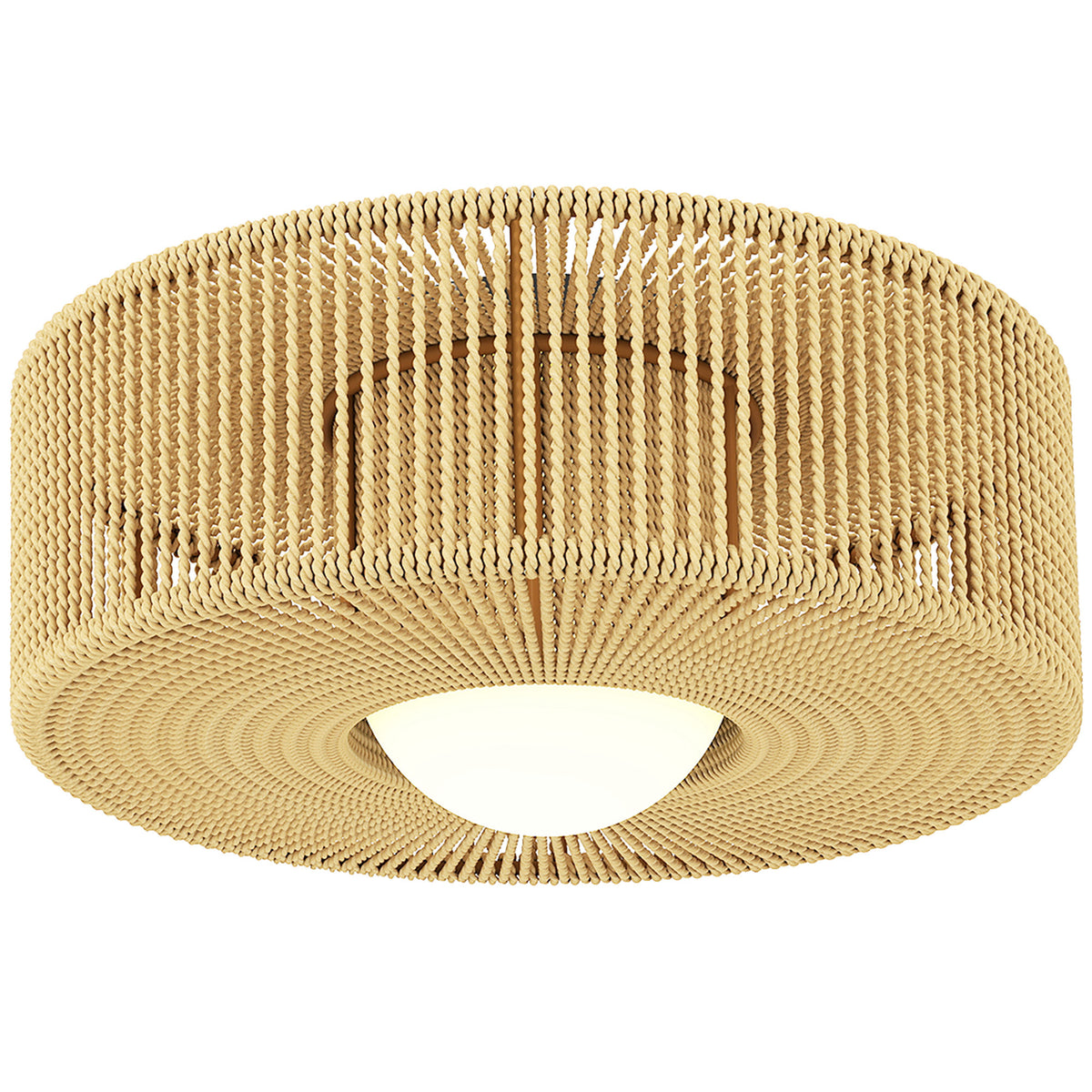 Plafondlamp, Boho-plafondlamp hangend met G9 LED-fitting, lampenkap van henneptouw rond