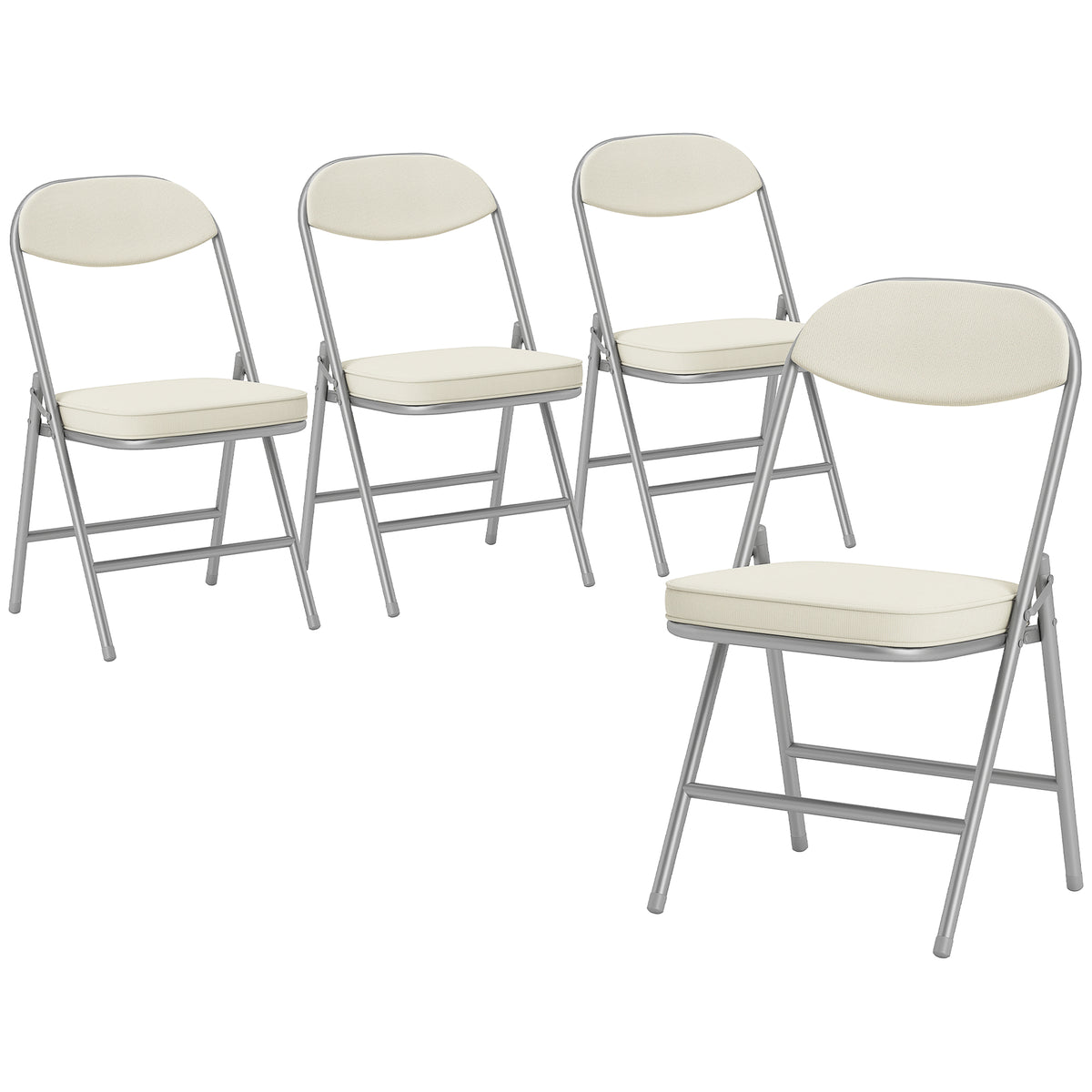 4-delige set gestoffeerde klapstoelen, inklapbare stoelen met ribfluwelen bekleding, rugleuning, metalen frame