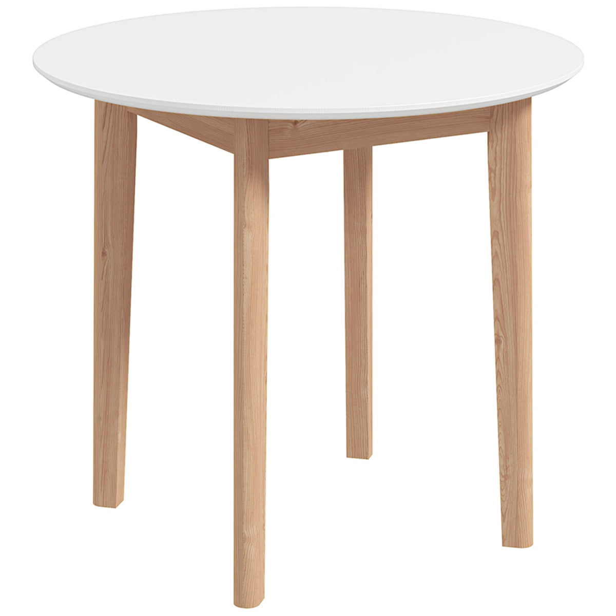 Eettafel keukentafel ronde tafel, Scandinavisch design, 75 cm x 75 cm x 76 cm, wit + naturel