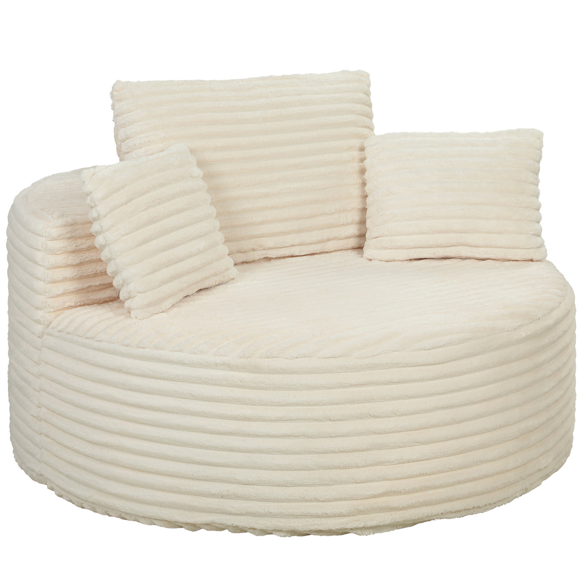 Fauteuil met diepe zitting, losse bank zonder vast frame, volledig schuimrubberen ontwerp, 4 kussens, crèmewit