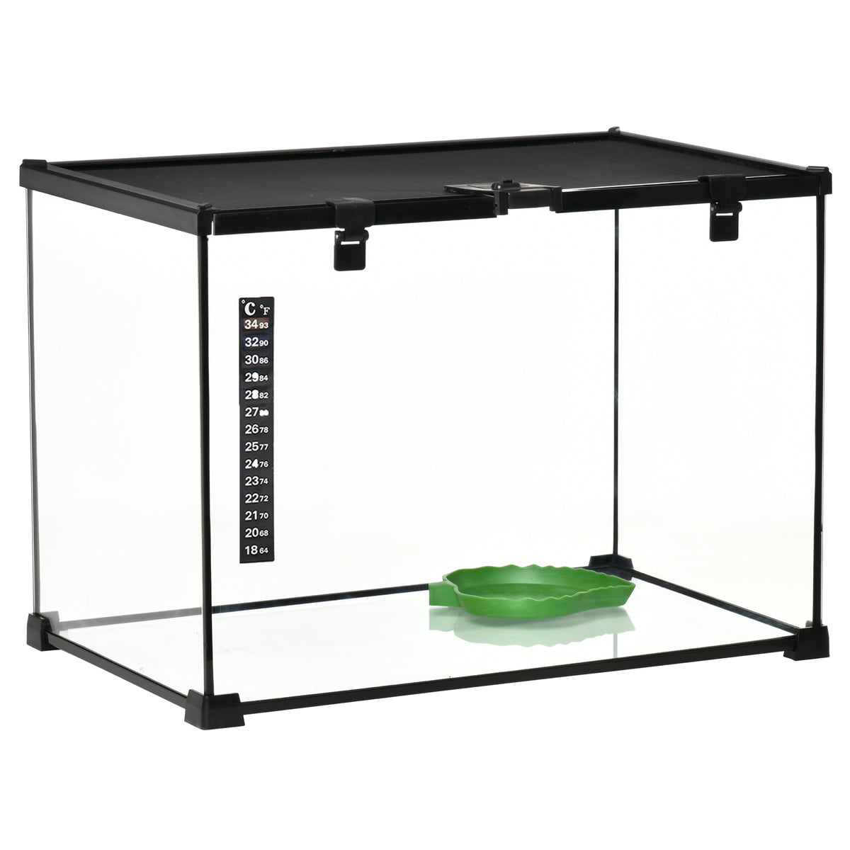 Terrarium voor reptielen Reptielenvoederbak glazen terrarium amfibieën spinachtigen met thermometer