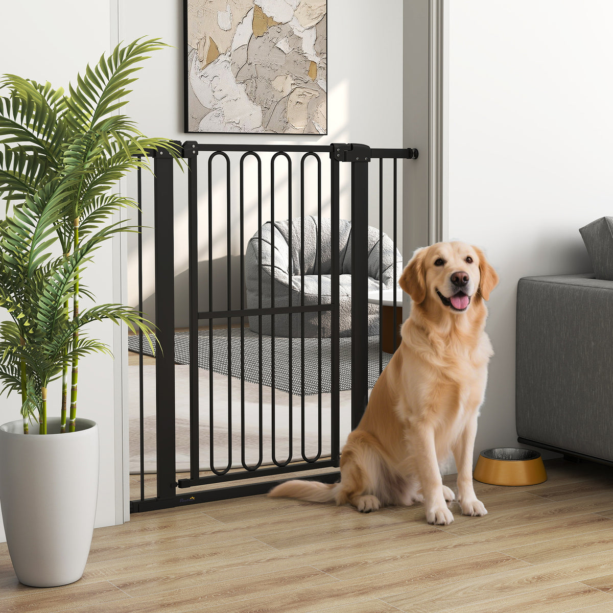 Deurbeschermingsrek hond, 76-104 cm veiligheidshek zonder boren, traphekje (2)