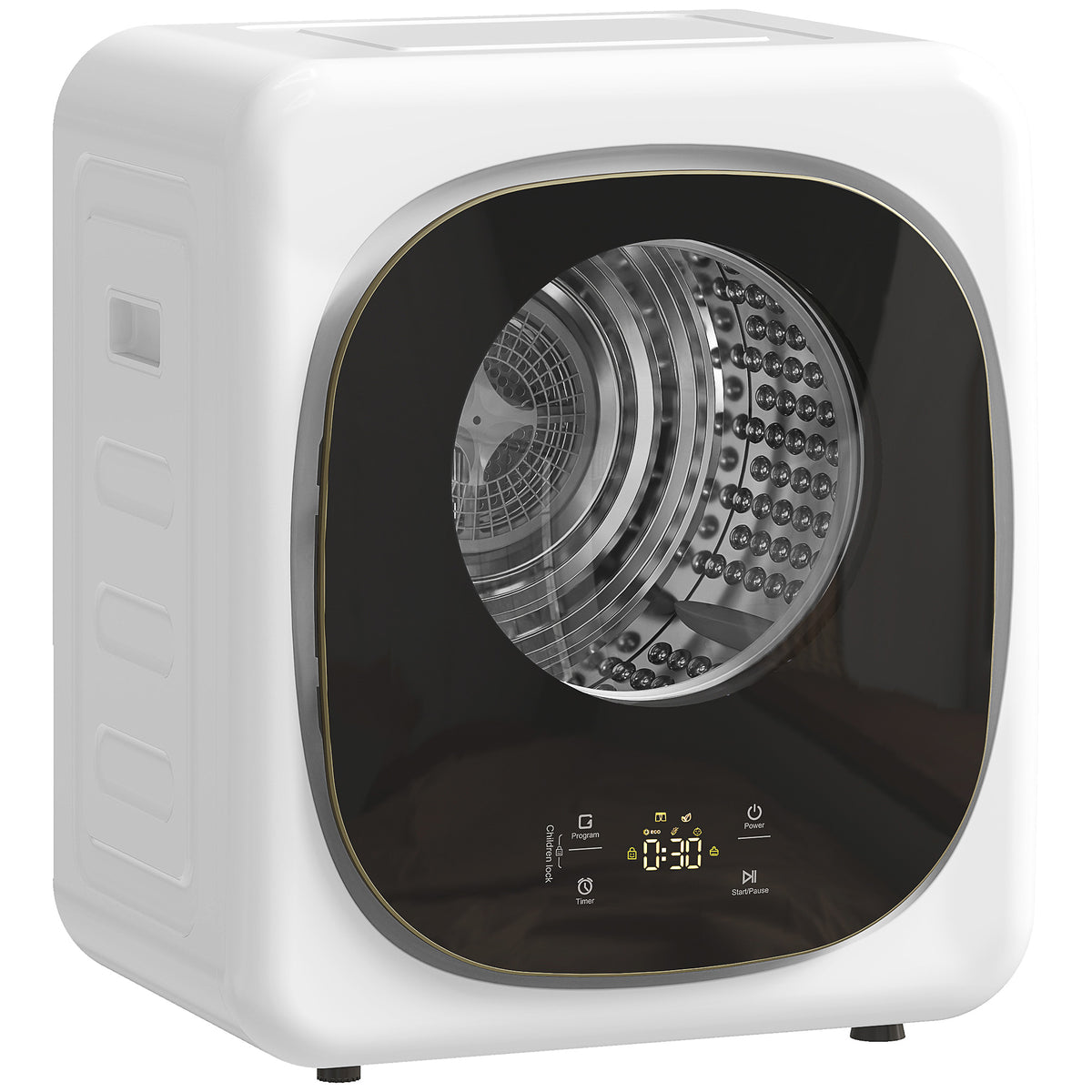 4 kg wasdroger, compact design, 5 standen, timer, wit+zwart