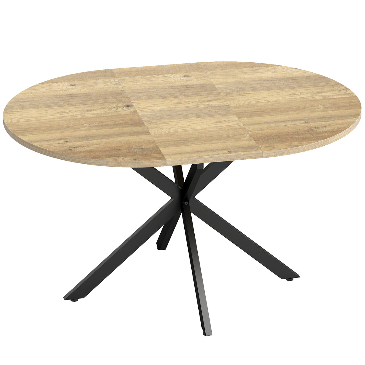 Uitschuifbare eettafel voor 4–6 personen, keukentafel in industriële look met spinpoot, naturel