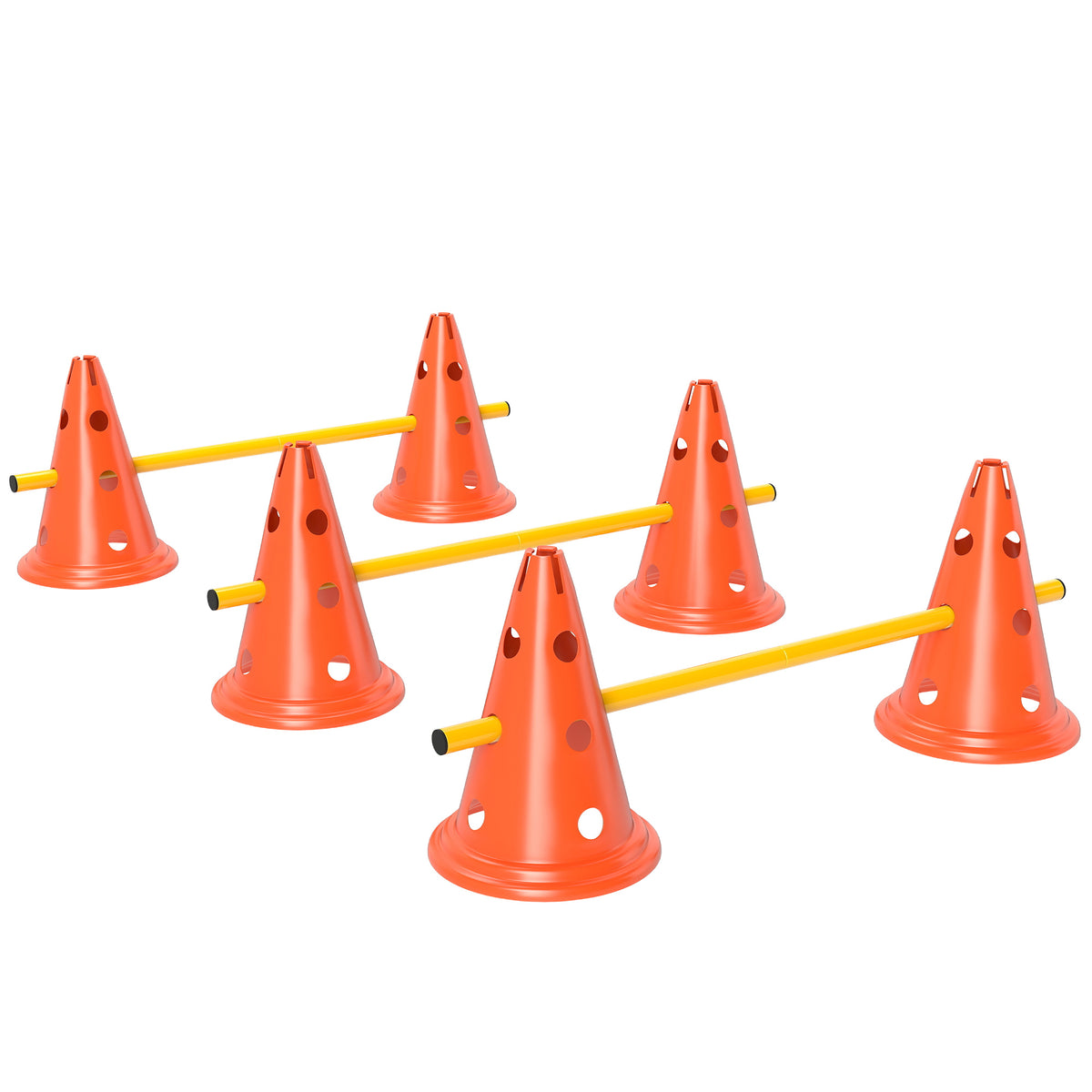 Agility-set voor honden, 3-delige agility-uitrusting voor hondentraining, insteekhordeset met 6 kegels, 3 hordes