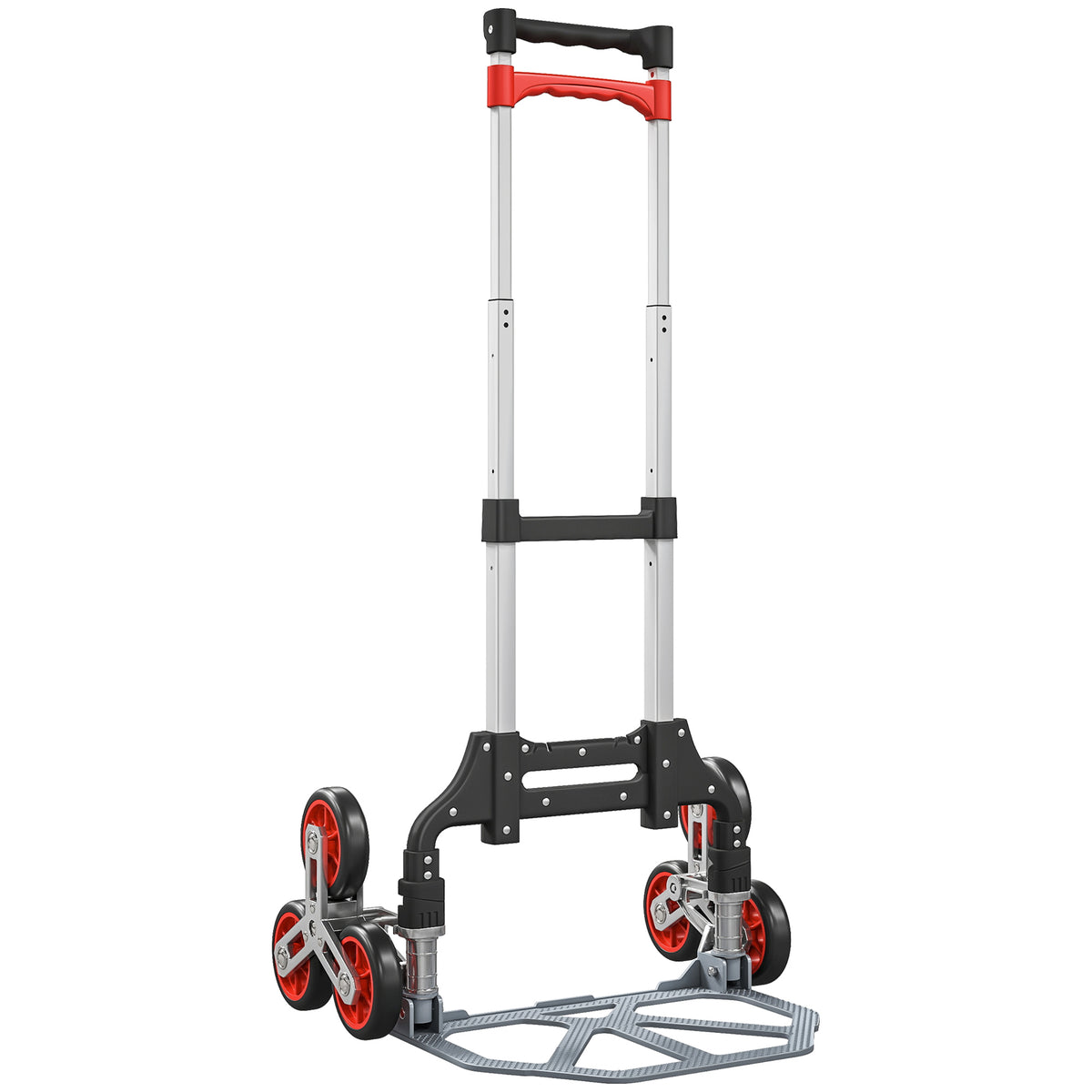 Opvouwbare steekwagen voor trappen, 6-wielersysteem, draagvermogen 70 kg, aluminium, rood