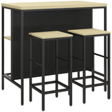 Barset, 2 barkrukken & 1 barstafel, vlekbestendig, stabiel, stalen frame, zwart/eiken
