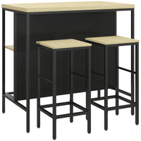 Barset, 2 barkrukken & 1 barstafel, vlekbestendig, stabiel, stalen frame, zwart/eiken