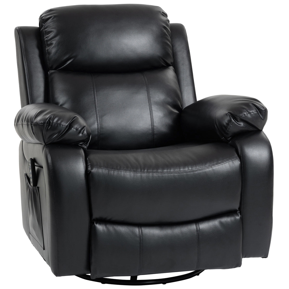 Massagestoel met 8 vibratiekoppen, relaxfauteuil, verstelbare rugleuning + voetensteun, zwart