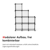 Steekstelling, kubuskast, schoenenrek, 9 kubussen, modulair ontwerp, staal, zwart, 35 x 35 x 35 cm per kubus (10)