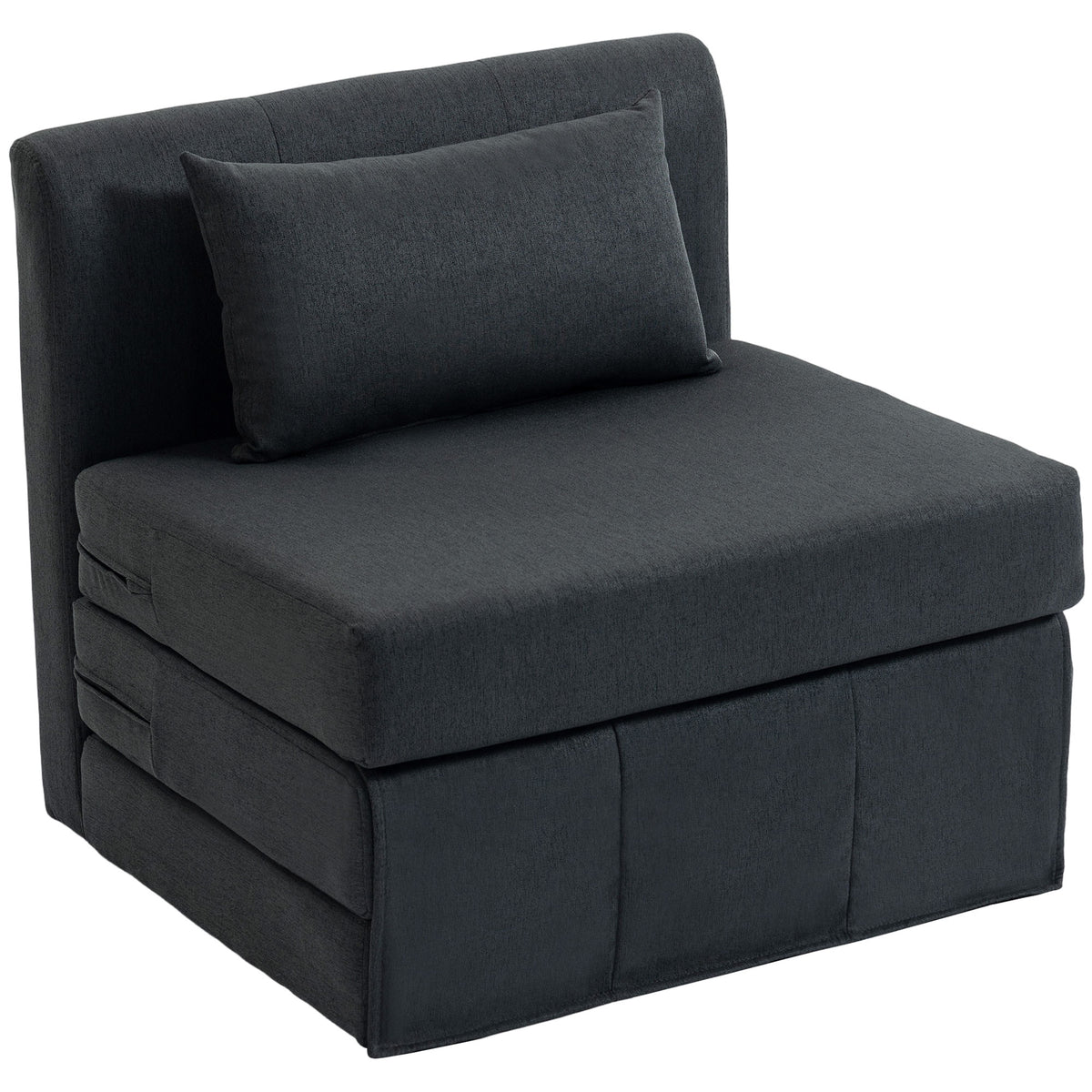 2-in-1 slaapfauteuil, opvouwbare slaapbank met linnenstructuur, gestoffeerd logeerbed, klapstoel, donkergrijs