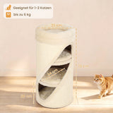 Krabton 75 cm hoog Ø 35 cm 4-traps kattenton met 3 holen, afneembaar wasbaar pluche bed sisal-kraboppervlak (3)