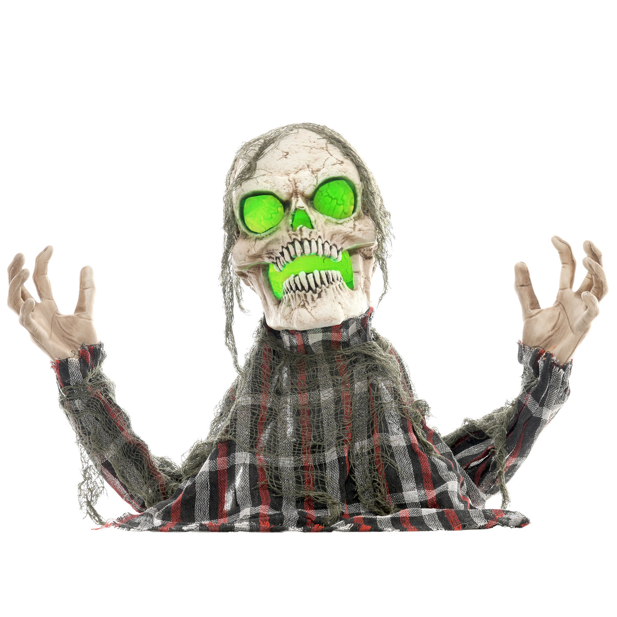 Halloweendecoratie groundbreaker-skelet, buigzame armen, lichtgevende ogen, griezelig gehuil