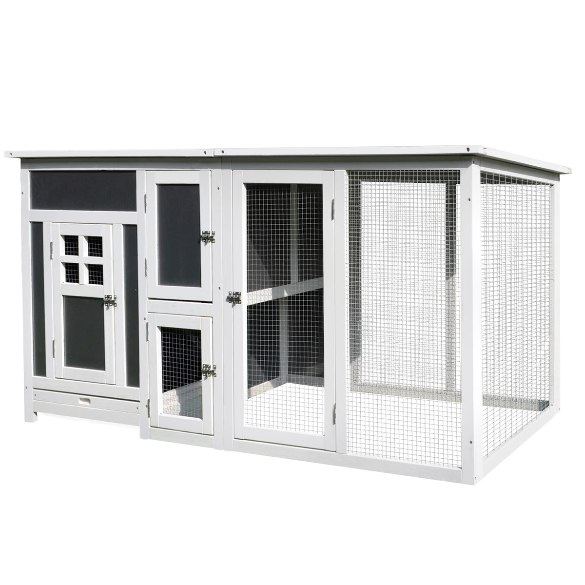 Kippenhok kippenhuis van hout 160 x 75 x 80 cm uitloopren met deur legkast waterdicht dak uittrekbare lade