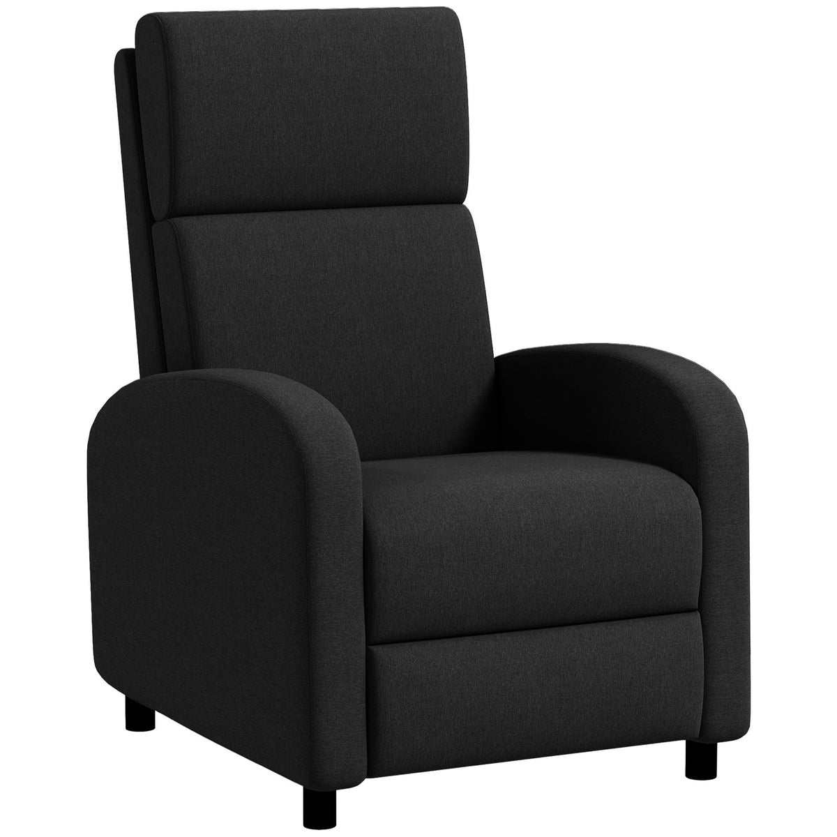 Relaxfauteuil, tv-fauteuil met ligfunctie, gestoffeerd, met verstelbare rugleuning, voetensteun, zwart