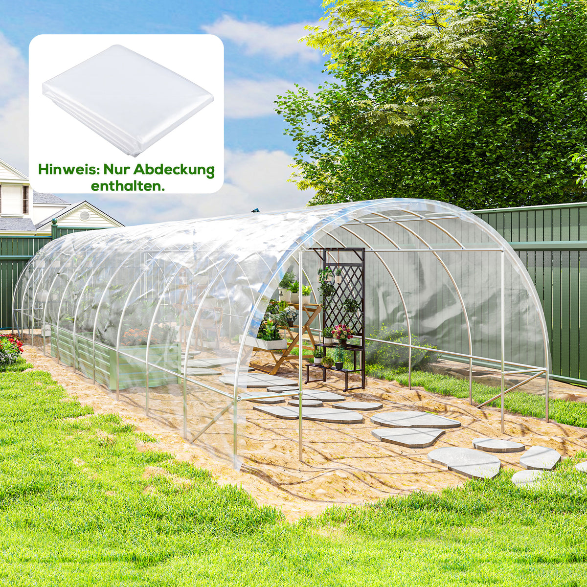 PE-kasfolie, afdekzeil voor planten, uv-bestendig, waterdicht, ALLEEN folie 6 x 10 m (2)