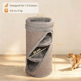 Krabton 75 cm hoog Ø 35 cm 4-laagse kattenmand met 3 holen, afneembaar wasbaar pluche bed sisal-kraboppervlak (3)