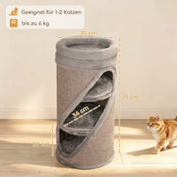 Krabton 75 cm hoog Ø 35 cm 4-laagse kattenmand met 3 holen, afneembaar wasbaar pluche bed sisal-kraboppervlak (3)