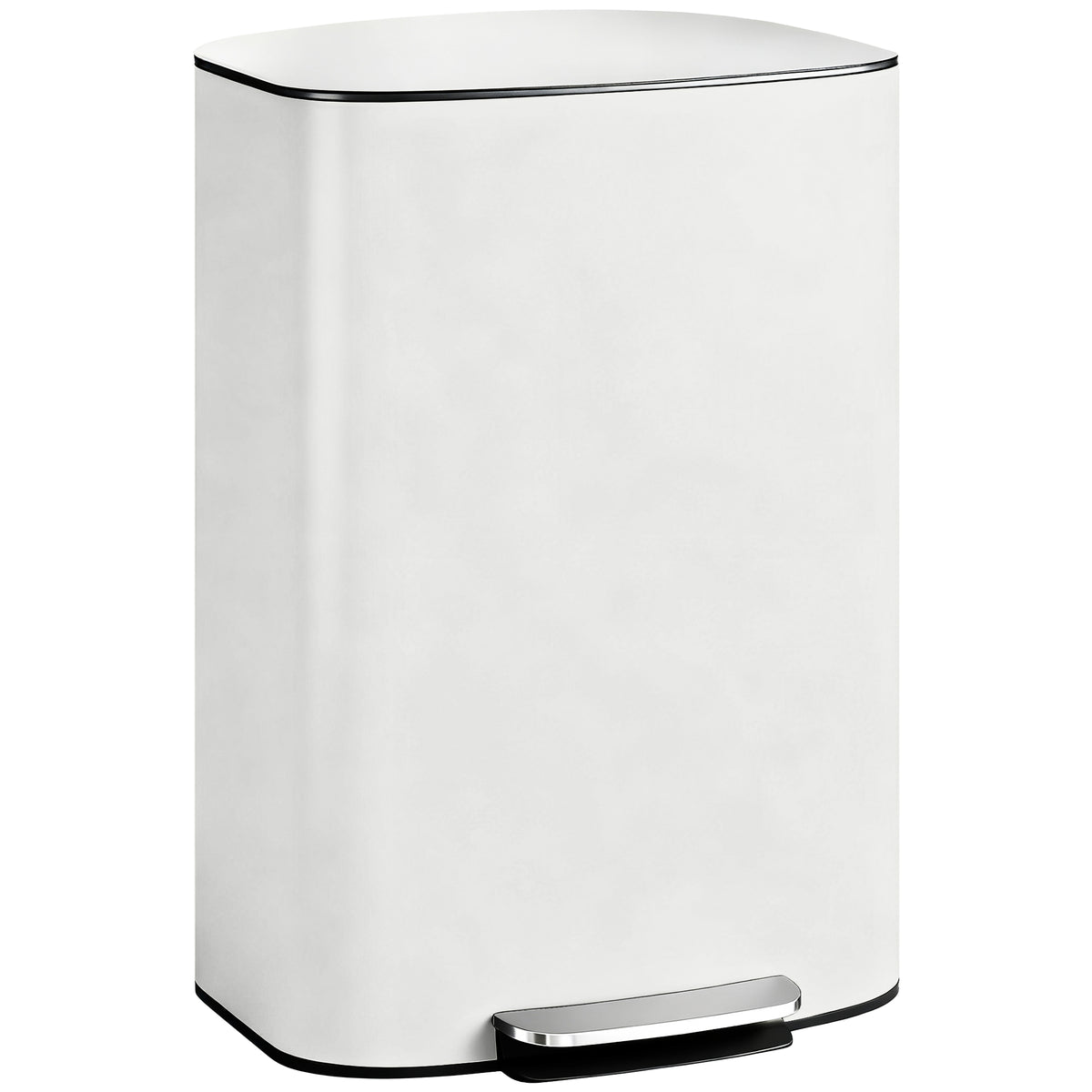 Keukenafvalbak 50 liter pedaalemmer met blijf-open-functie, soft-close-deksel, pedaal, crèmewit