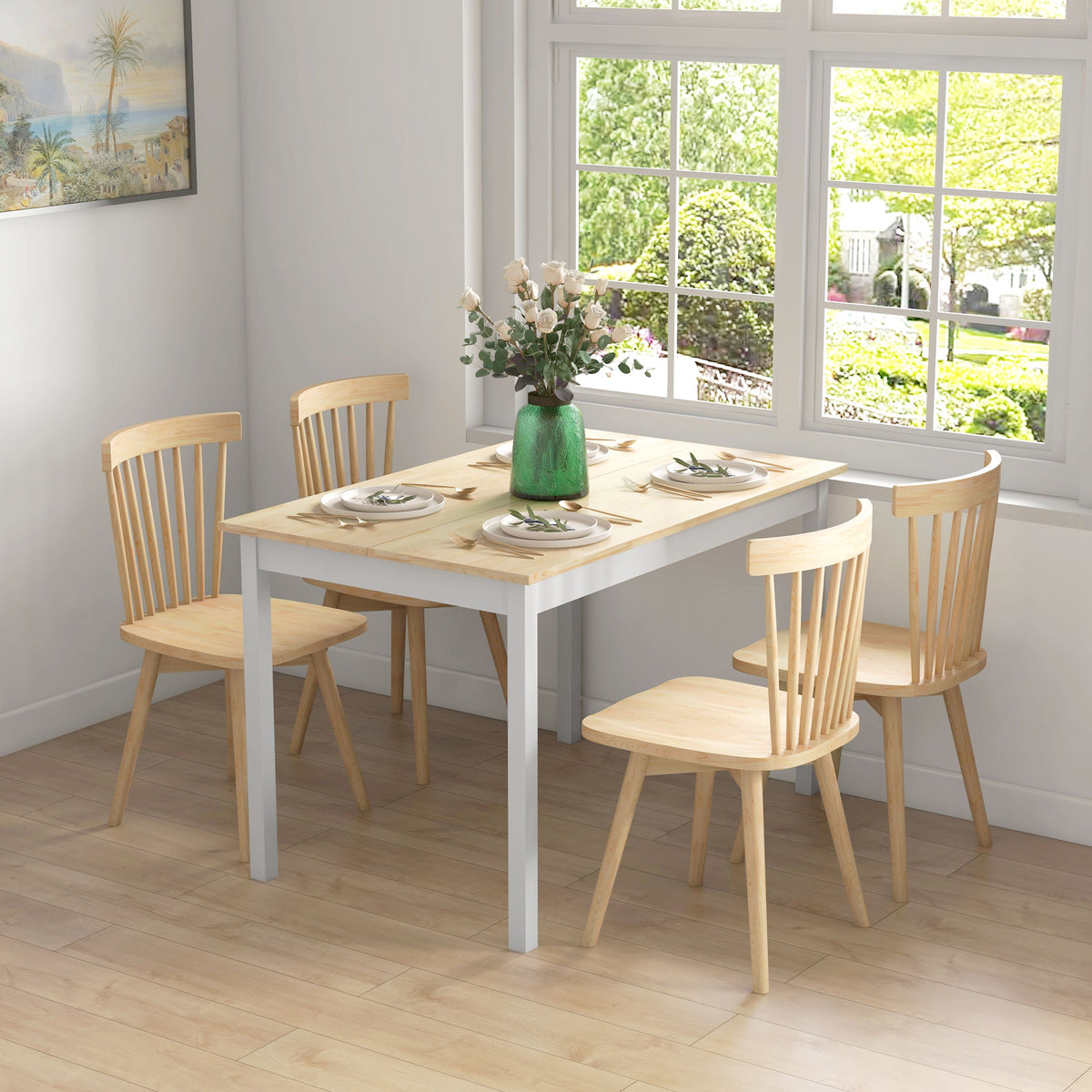 Eettafel, 120 x 75 cm keukentafel in landelijke stijl voor 4 personen, houten tafel voor woonkamer, eetkamer (2)