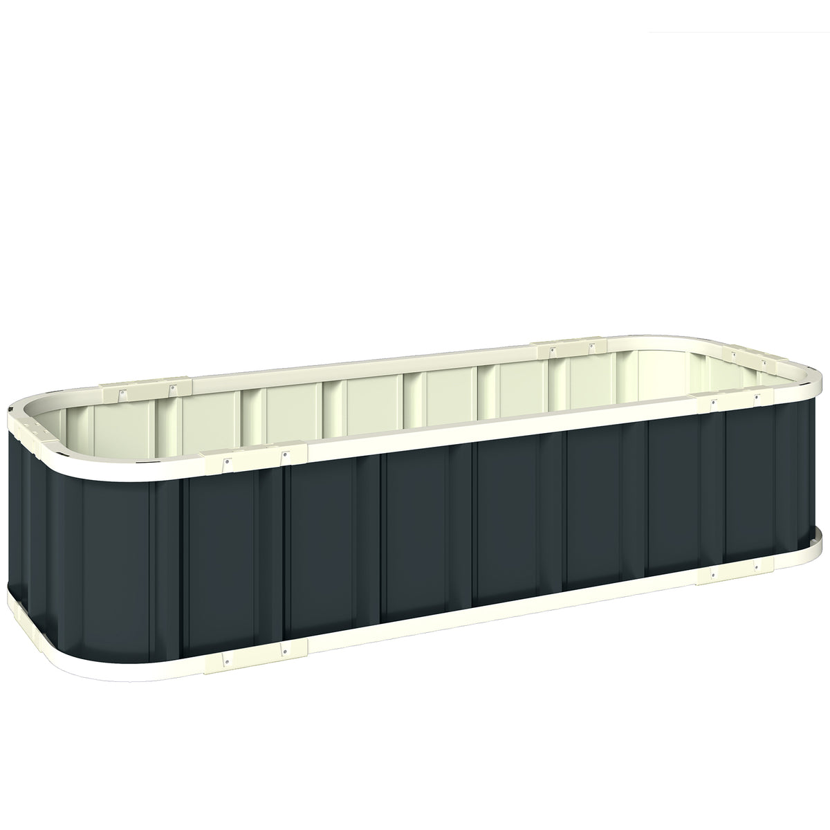 Stalen verhoogd plantenbed, kweekbak met kliksluitingen, gevouwen rand, kweekkas 136 x 52 x 31 cm donkergrijs