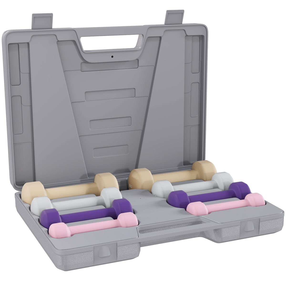 Haltersset 4 paar 0,5kg-10kg halters met koffer, gietijzeren haltersset, zeshoekig