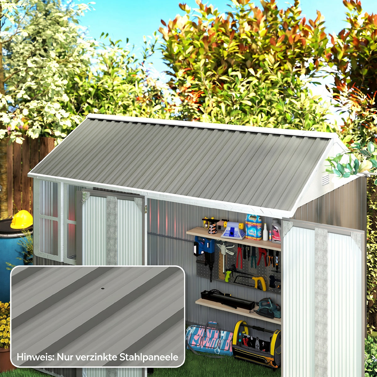 12 stuks trapeziumplaat 129x45 cm 7m² verzinkt dakplaat 0,25 mm weerbestendig profielplaat lichtgrijs (2)