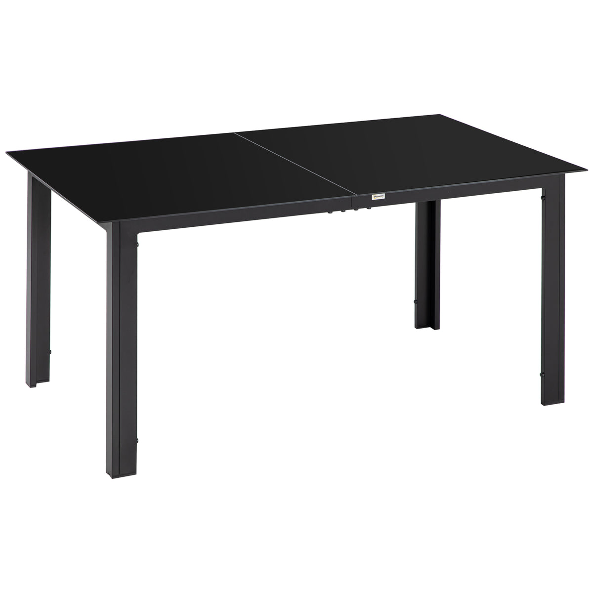 Tuintafel voor 6 personen, weerbestendig, gehard glas, terrastafel, 150 cm x 90 cm x 74 cm, zwart